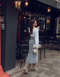 Side Slit Design Denim Jeans Midi Skirt