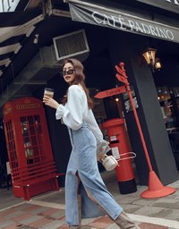 Side Slit Design Denim Jeans Midi Skirt