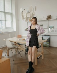 Asymmetric Back Elastic Skirt With Overlapping Slit