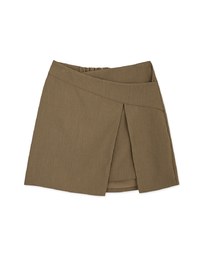 Asymmetric Back Elastic Skirt With Overlapping Slit