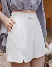 Sleek CEO Style Slimming Bias-Cut Slit Suit Short