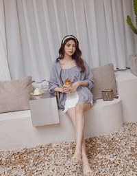 Sleek CEO Style Slimming Bias-Cut Slit Suit Short