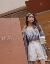 Sleek CEO Style Slimming Bias-Cut Slit Suit Short