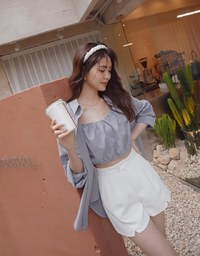 Sleek CEO Style Slimming Bias-Cut Slit Suit Short