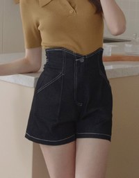 Lengthen High Waisted Denim Jeans Shorts