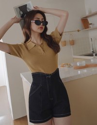 Lengthen High Waisted Denim Jeans Shorts