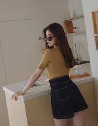 Lengthen High Waisted Denim Jeans Shorts