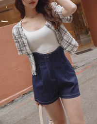 Lengthen High Waisted Denim Jeans Shorts
