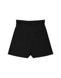 High Waisted Double Belted Pleated Shorts