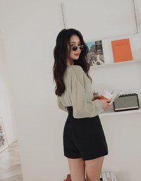 High Waisted Double Belted Pleated Shorts