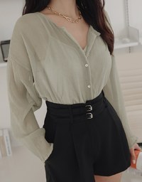 High Waisted Double Belted Pleated Shorts