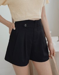 360° High Waisted Side-Button Pleated Suit Shorts
