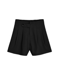 360° High Waisted Side-Button Pleated Suit Shorts