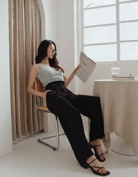 360° High Waisted Side-Button Pleated Wide Pants