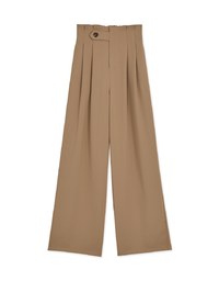 360° High Waisted Side-Button Pleated Wide Pants