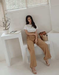 360° High Waisted Side-Button Pleated Wide Pants