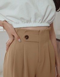 360° High Waisted Side-Button Pleated Wide Pants