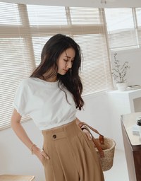 360° High Waisted Side-Button Pleated Wide Pants