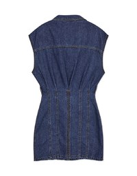 Sleeveless Button Down Pleated Denim Jeans Jeans Mini Dress