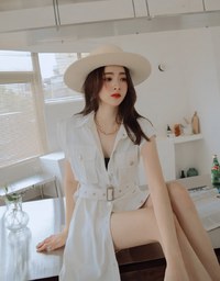 Smart Casual Sleeveless Button-Down Shirt Dress (With Belt)