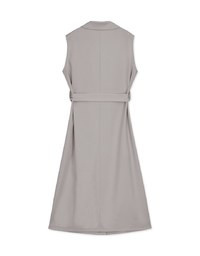 Smart Casual 2WAY Sleeveless Shirt Maxi Dress (With Sash)