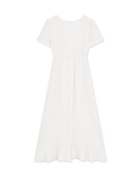 Sweet Sultry Textured Side Tie Ruffled Maxi Dress