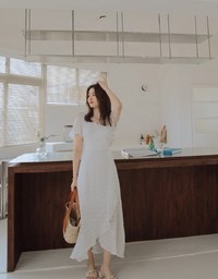 Sweet Sultry Textured Side Tie Ruffled Maxi Dress