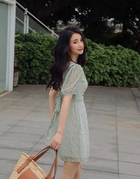 Sweet Sultry Ditsy Floral Mini Dress (With Shoulder Pads)