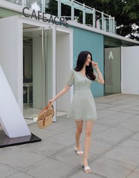 Sweet Sultry Ditsy Floral Mini Dress (With Shoulder Pads)