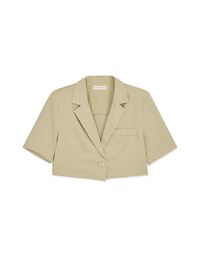 Vigorous Crossover Back-Slit Crop Blazer (With Shoulder Pads)