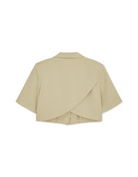 Vigorous Crossover Back-Slit Crop Blazer (With Shoulder Pads)