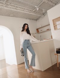 Wrinkled Sheer Collarless Shirt Set Wear