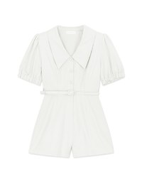 Vintage Wide Collar Detachable Shoulder Pads Jumpsuit (With Belt)
