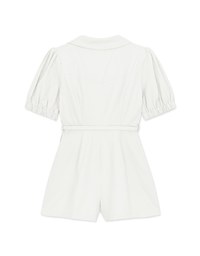 Vintage Wide Collar Detachable Shoulder Pads Jumpsuit (With Belt)