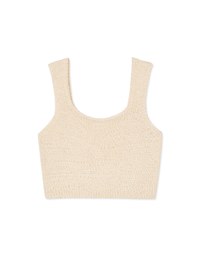 Crinkled Embossed U-Neck Crop Knit Tank Top