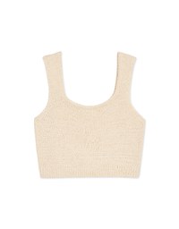 Crinkled Embossed U-Neck Crop Knit Tank Top