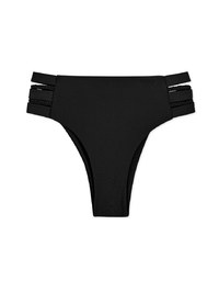 High Waisted Side Wide Strap Weave Bikini Bottom