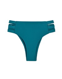High Waisted Side Wide Strap Weave Bikini Bottom