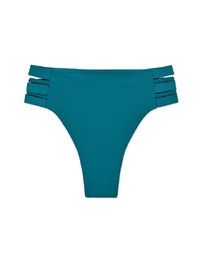 High Waisted Side Wide Strap Weave Bikini Bottom