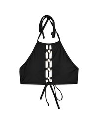 【PUSH UP】Hollow Metal Ring Accessories Halter Push Up Bikini Top