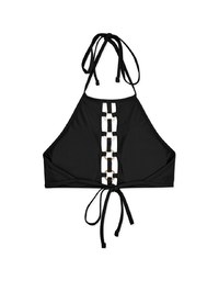 【PUSH UP】Hollow Metal Ring Accessories Halter Push Up Bikini Top