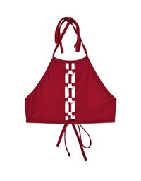 【PUSH UP】Hollow Metal Ring Accessories Halter Push Up Bikini Top