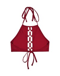 【PUSH UP】Hollow Metal Ring Accessories Halter Push Up Bikini Top