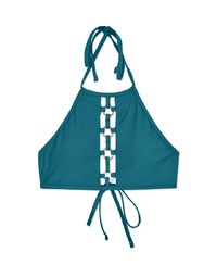 【PUSH UP】Hollow Metal Ring Accessories Halter Push Up Bikini Top
