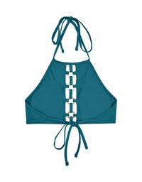 【PUSH UP】Hollow Metal Ring Accessories Halter Push Up Bikini Top