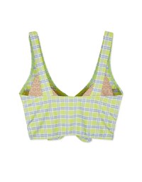 【TIFFANY】2Way Checkered Cross Twist Ribbon Bikini Top