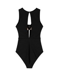 【TIFFANY】Deep V Hollow One-Piece Swimsuit Push Up Bra Padded