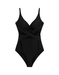 【TIFFANY】Criss Cross Mesh One-Piece Swimsuit Push Up Bra Padded