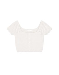 Square Neck Button Crochet Crop Top