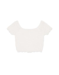 Square Neck Button Crochet Crop Top